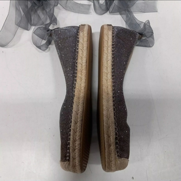 NEW Stuart Weitzman Metallic Silver Slip on Perpignon Espadrille Shoes 7.5M - Picture 5 of 7
